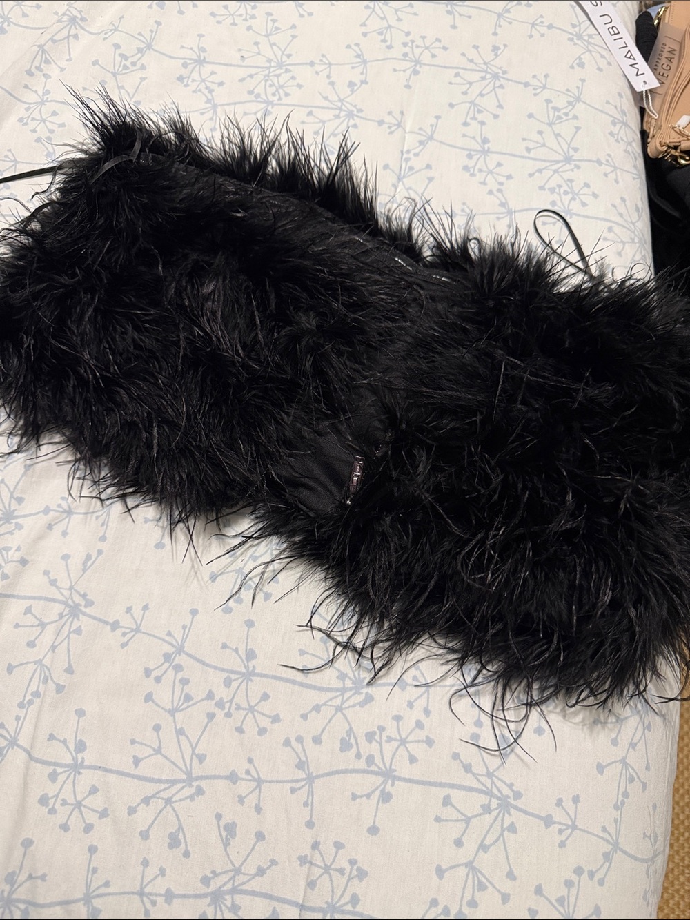Wayf Black Feather zippered crop top